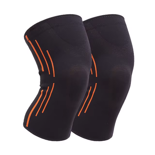 AOLIKES Elastiskt knästöd för idrott svart-orange (2st) M