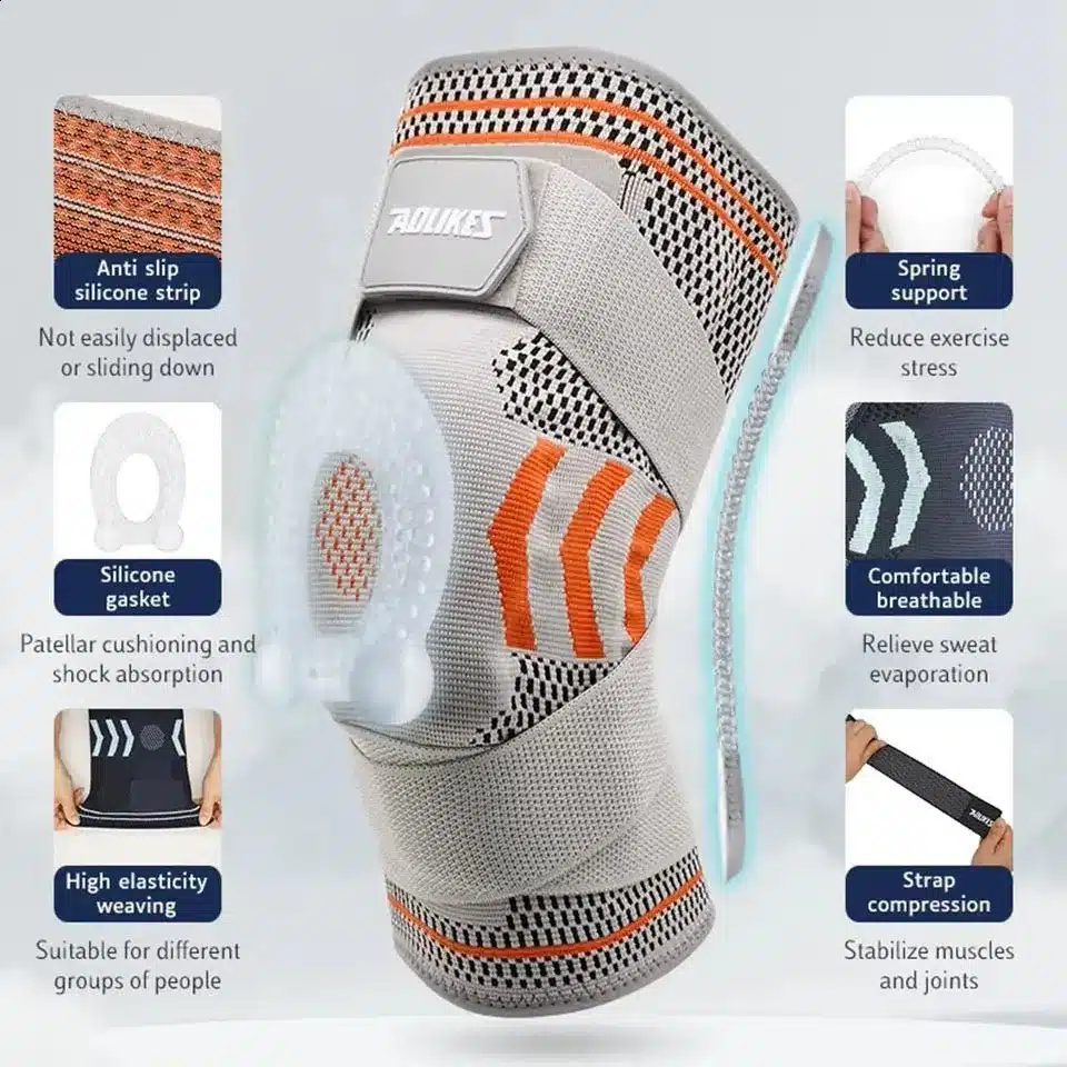 AOLIKES Knästöd Sport med kompression (Grå) - Bild 2